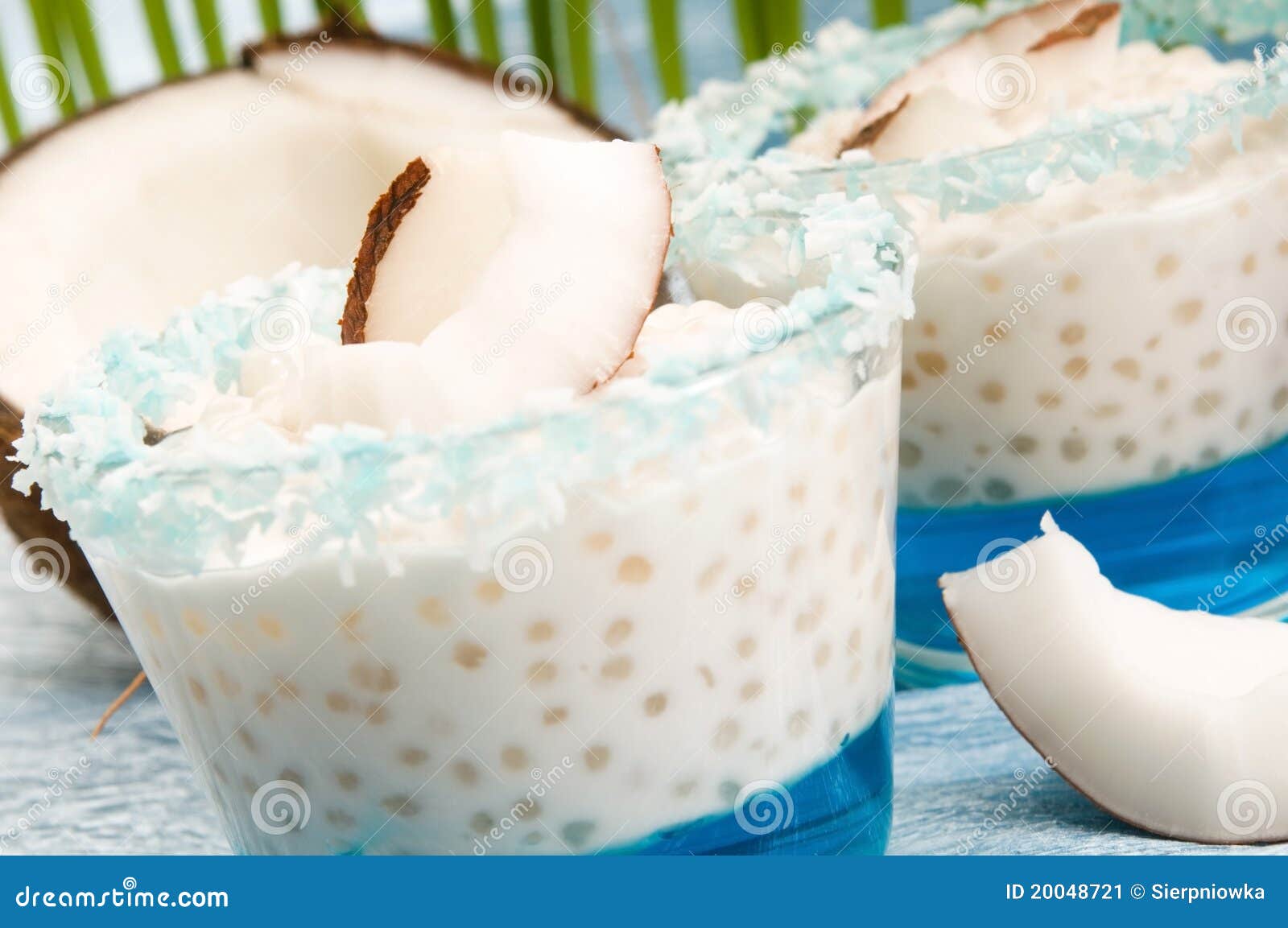 Coconut Pudding with Tapioca and Litchi Jelly Stock Image Image of