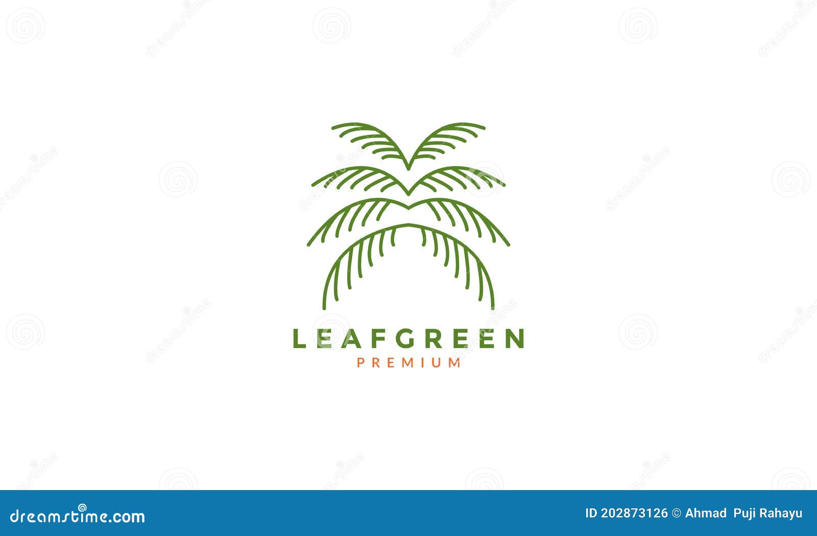 Coconut Tree Leaf or Palm Leaf Green Line Logo Vector Icon Illustration ...