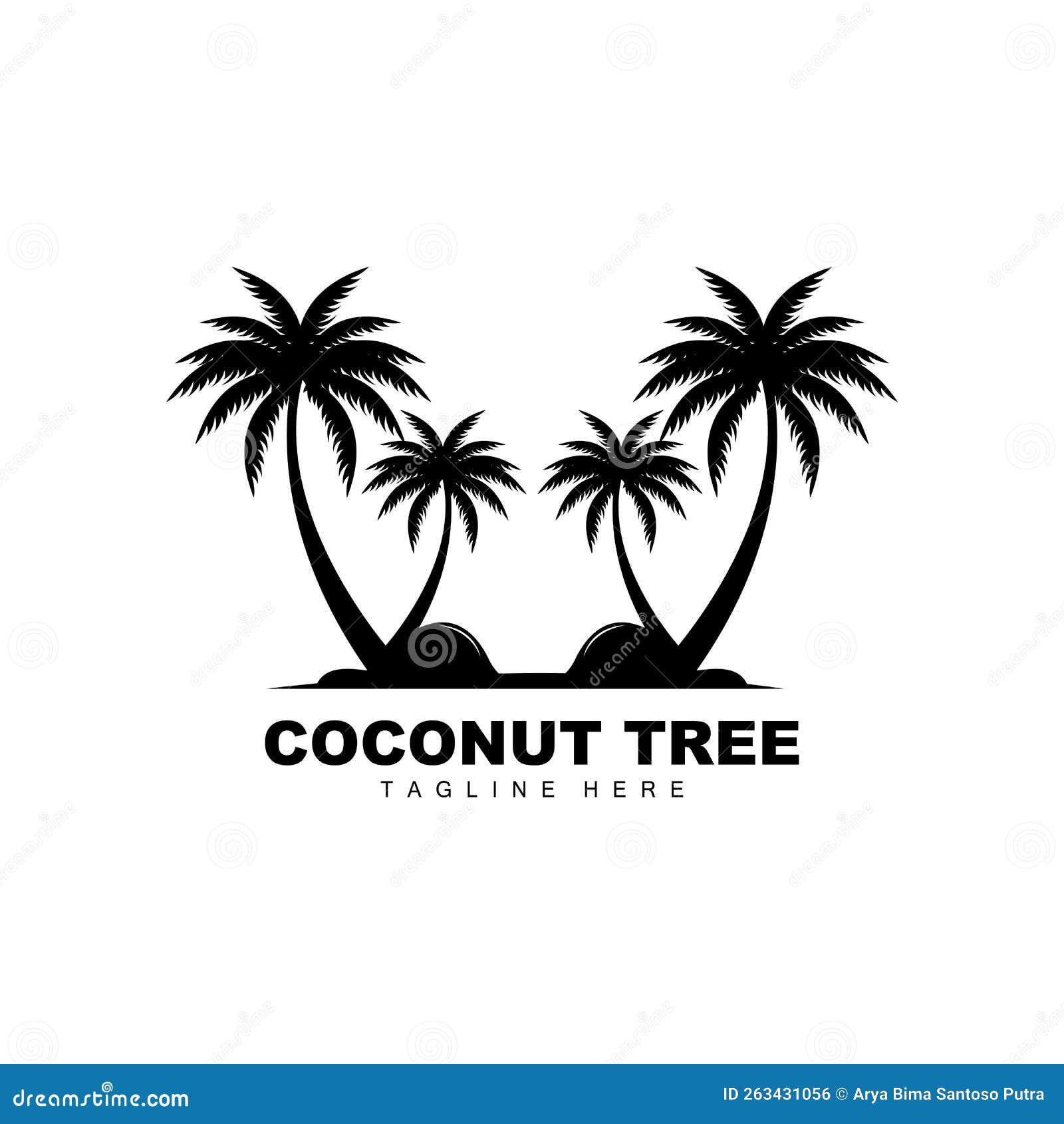 coconut tree logo, ocean tree ,  for templates, product branding, beach tourism object logo