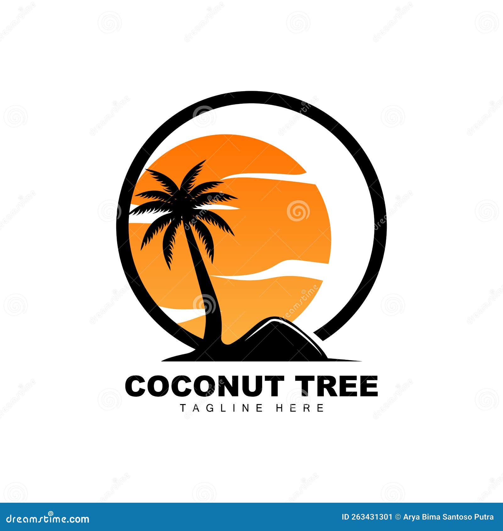 coconut tree logo, ocean tree ,  for templates, product branding, beach tourism object logo