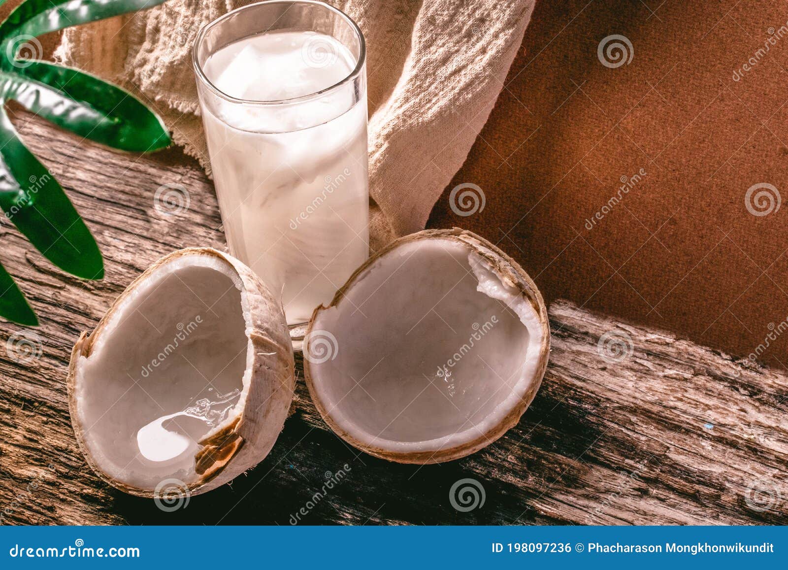 Coconut Water in a Glass and Young Coconut Stock Photo Image of