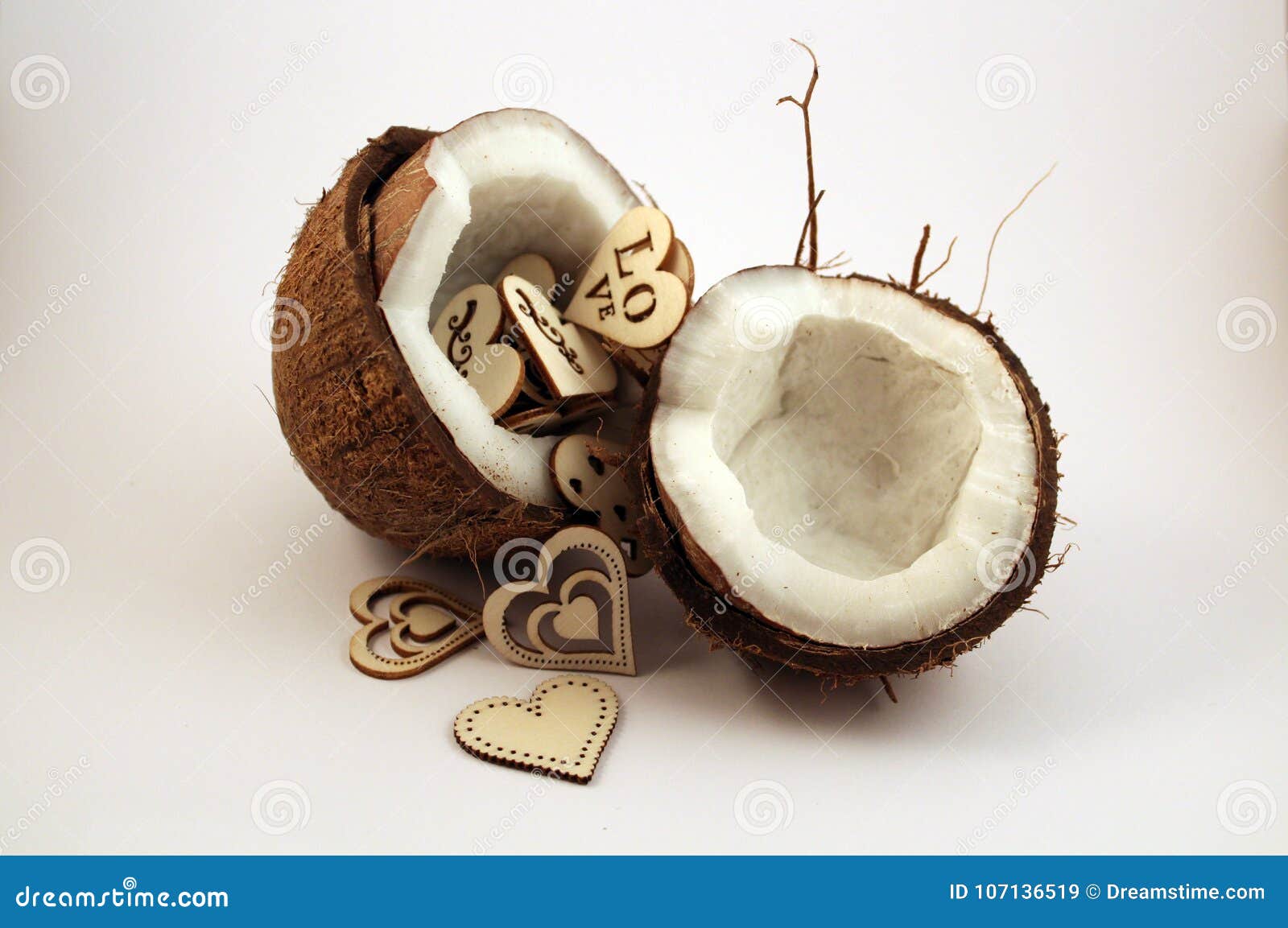 Coconuts with hearts stock image. Image of perfect, recipe 107136519