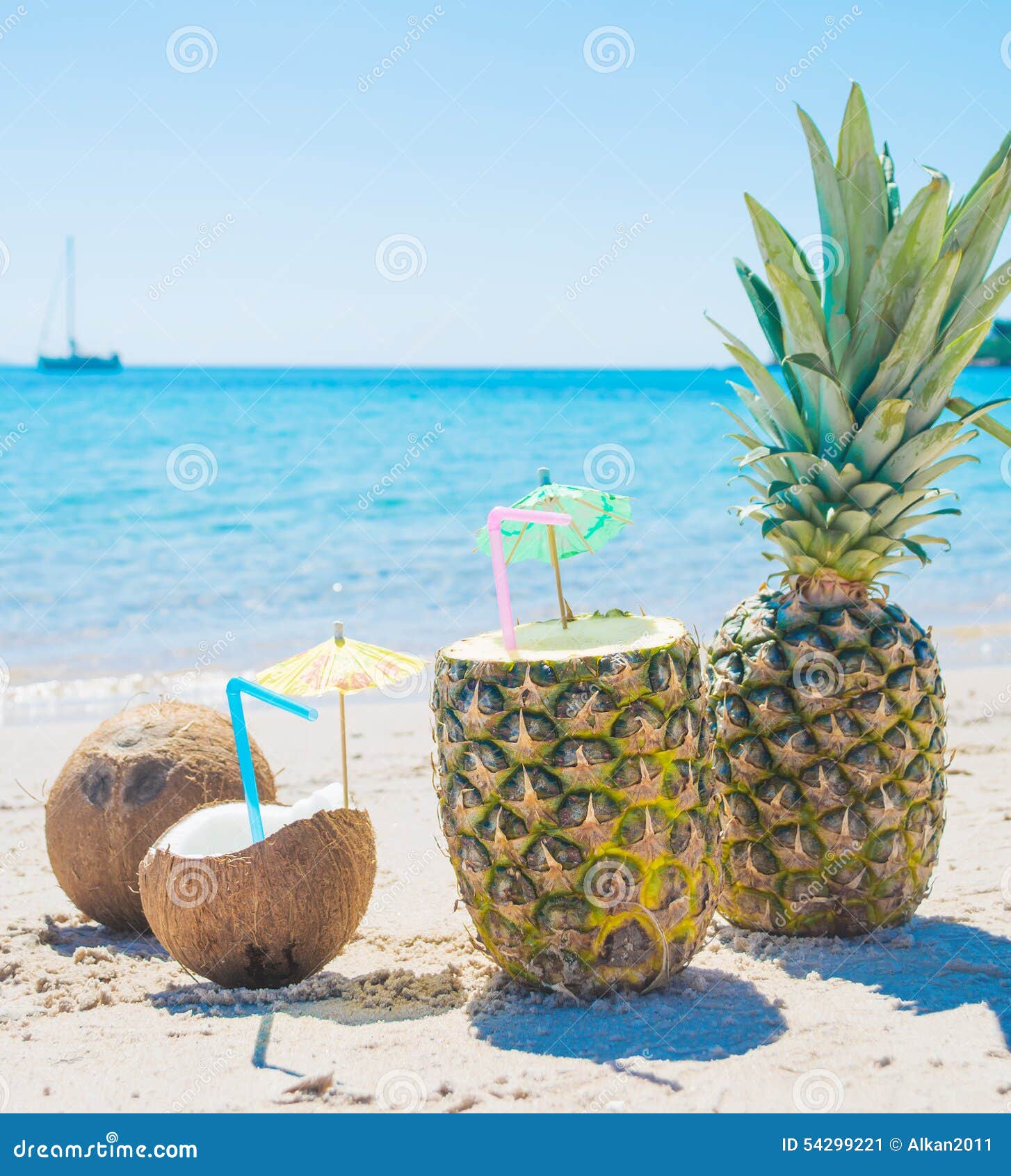 Coconuts and Pineapples by the Shoreline Stock Image Image of italy