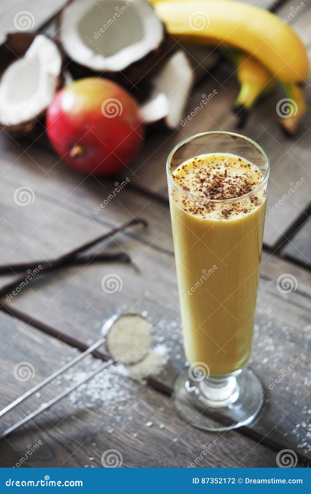 Cocos Banana and Mango Milkshake Stock Photo - Image of appetizer ...