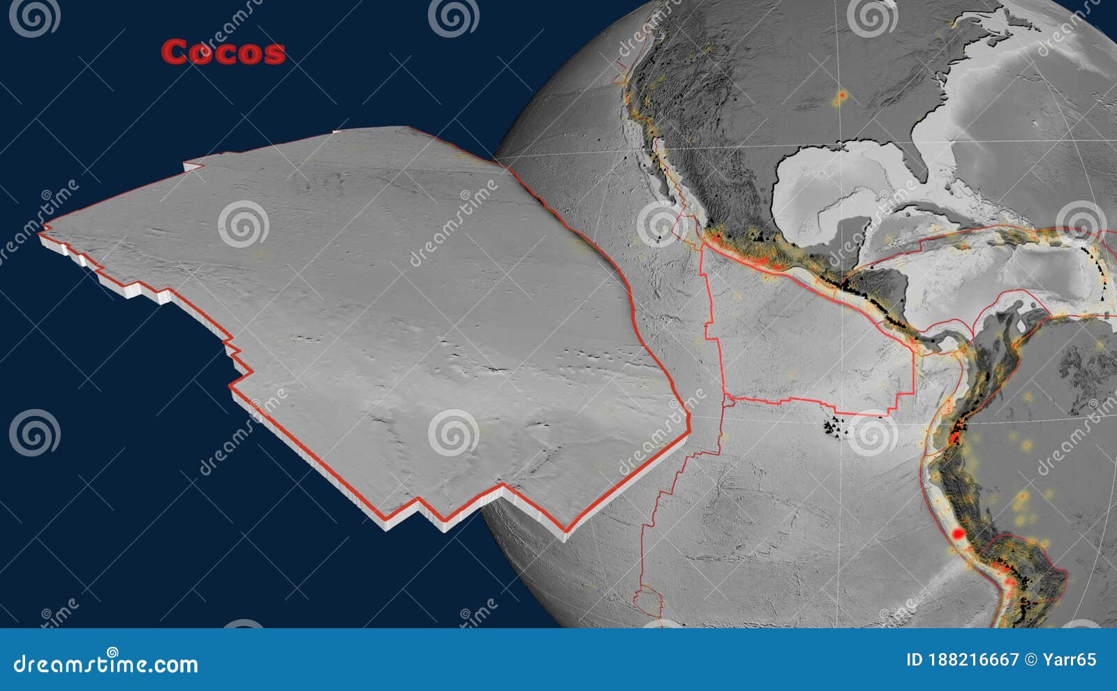 Cocos Plate Described and Presented Grayscale Stock Illustration