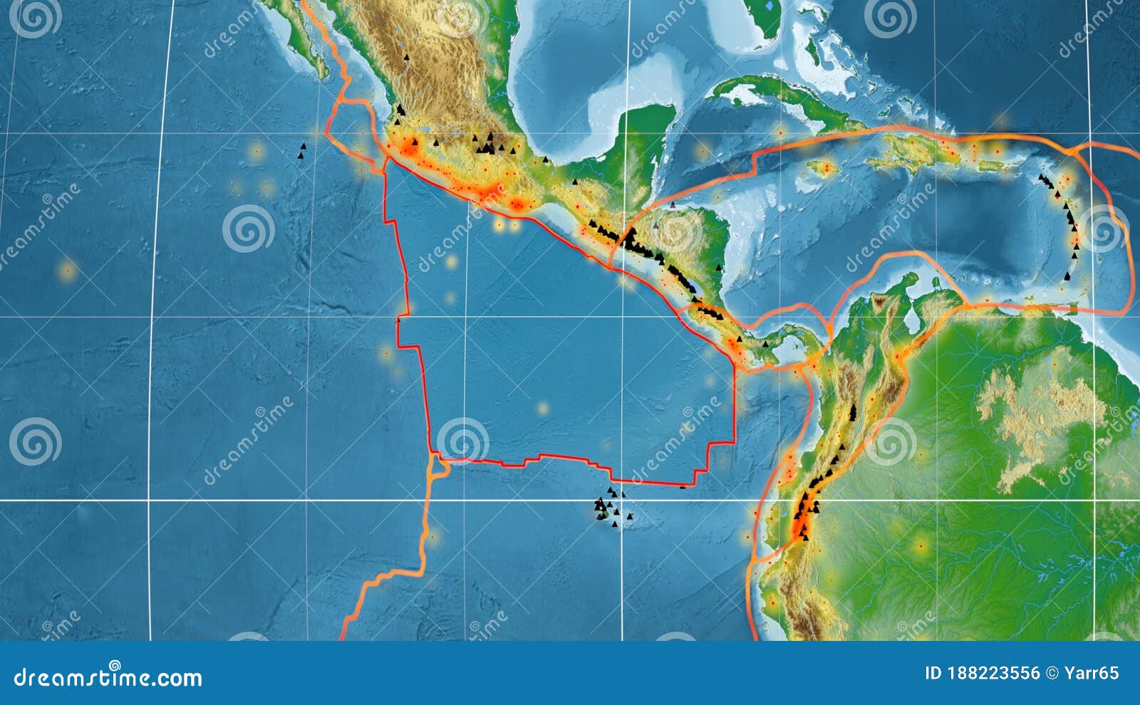 Cocos Plate Outlined, Kavrayskiy Projection Physical Stock