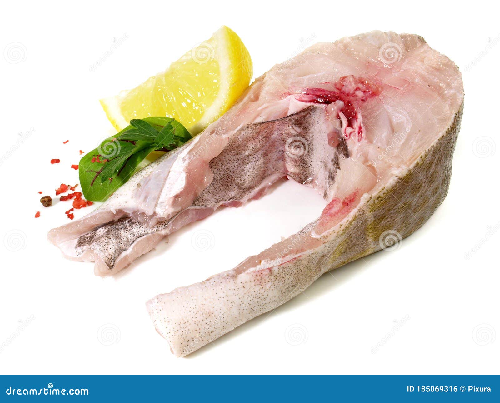 Seafood Cod Fish Chop Isolated on White Background Stock Photo