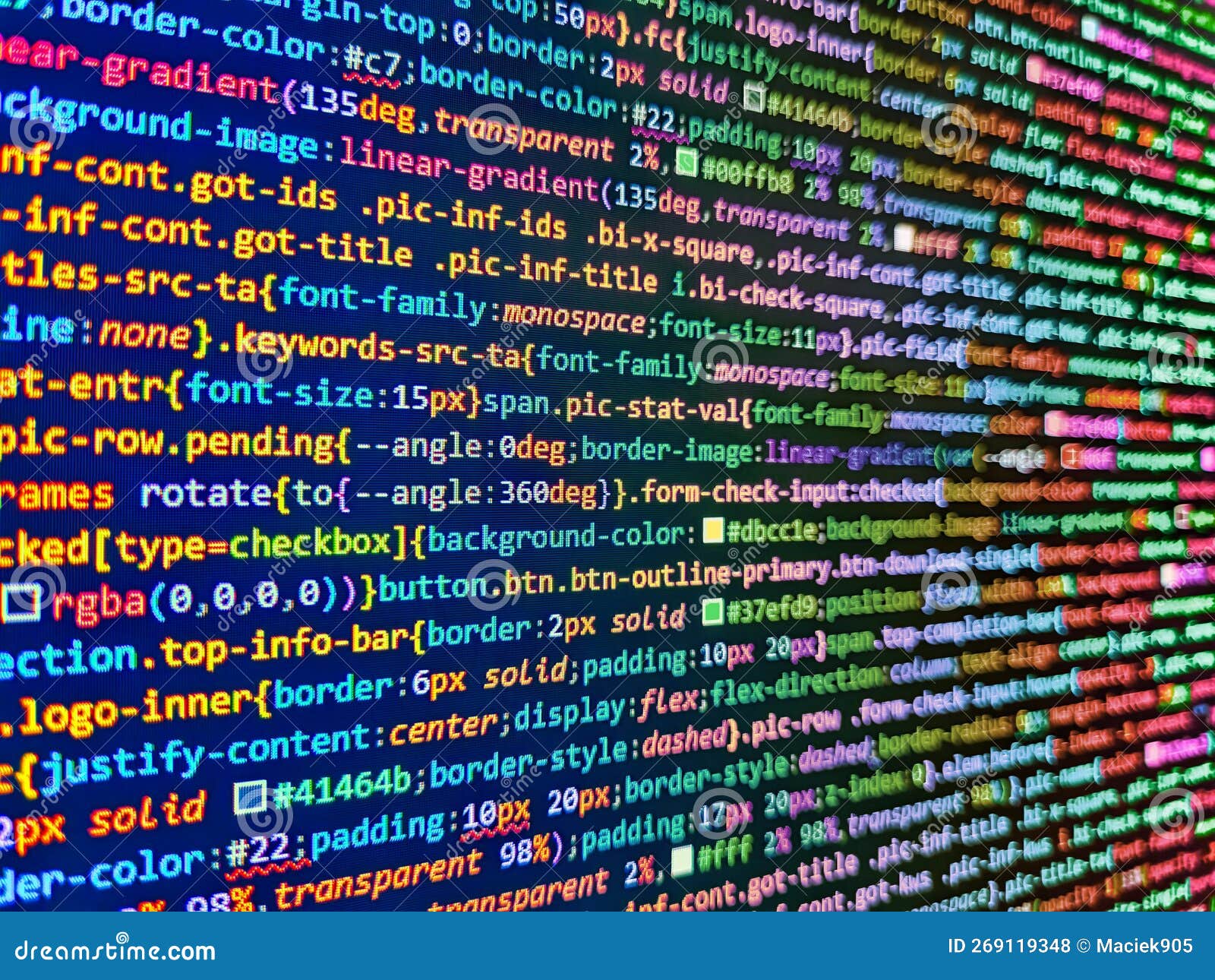 Code Background. Creative Focus Effect. Developer Occupation Work Photo. Mining  Cryptocurrency Process Program on Display PC Stock Photo - Image of bytes,  display: 269119348