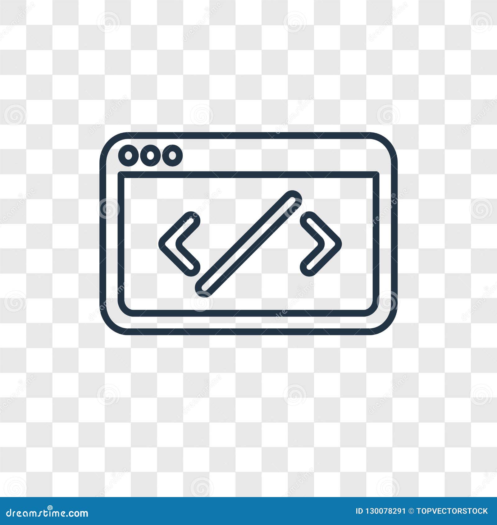 Code Concept Vector Linear Icon Isolated on Transparent Background