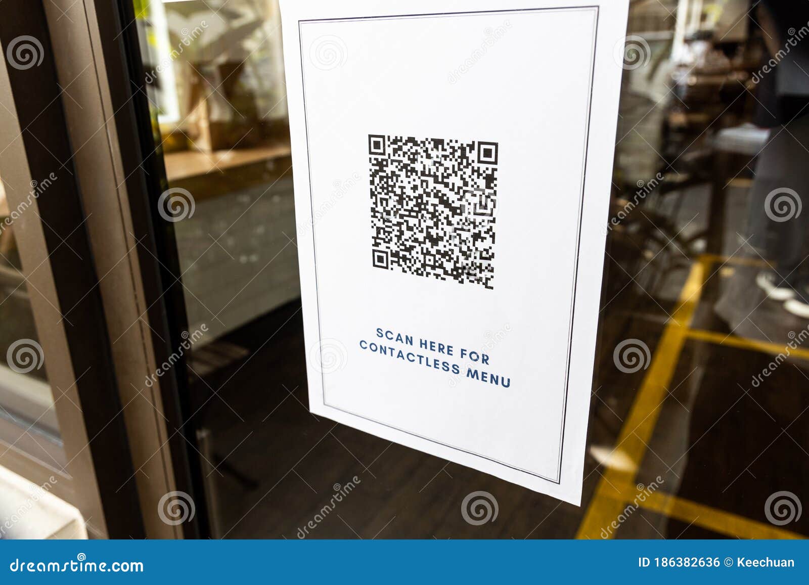 Download OR Code Contactless Menu Displayed On Restaurant Door With ...