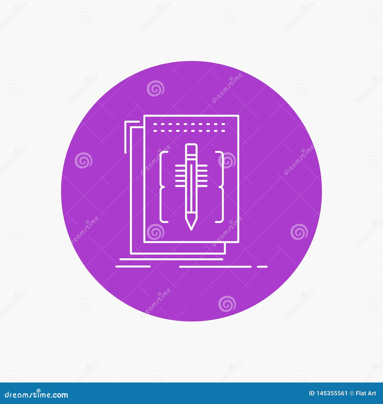 Download Code, Edit, Editor, Language, Program White Line Icon In Circle Background. Vector Icon ...