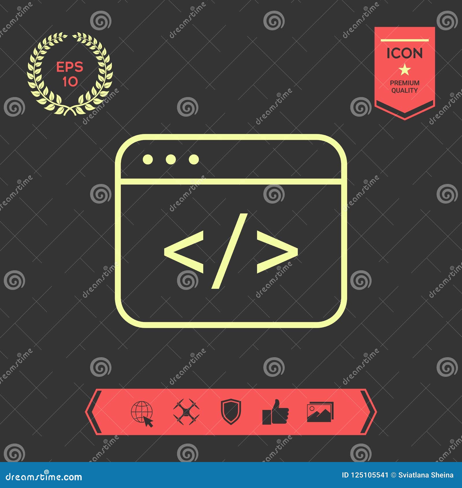 Download Code Editor Icon . Graphic Elements For Your Design Stock ...