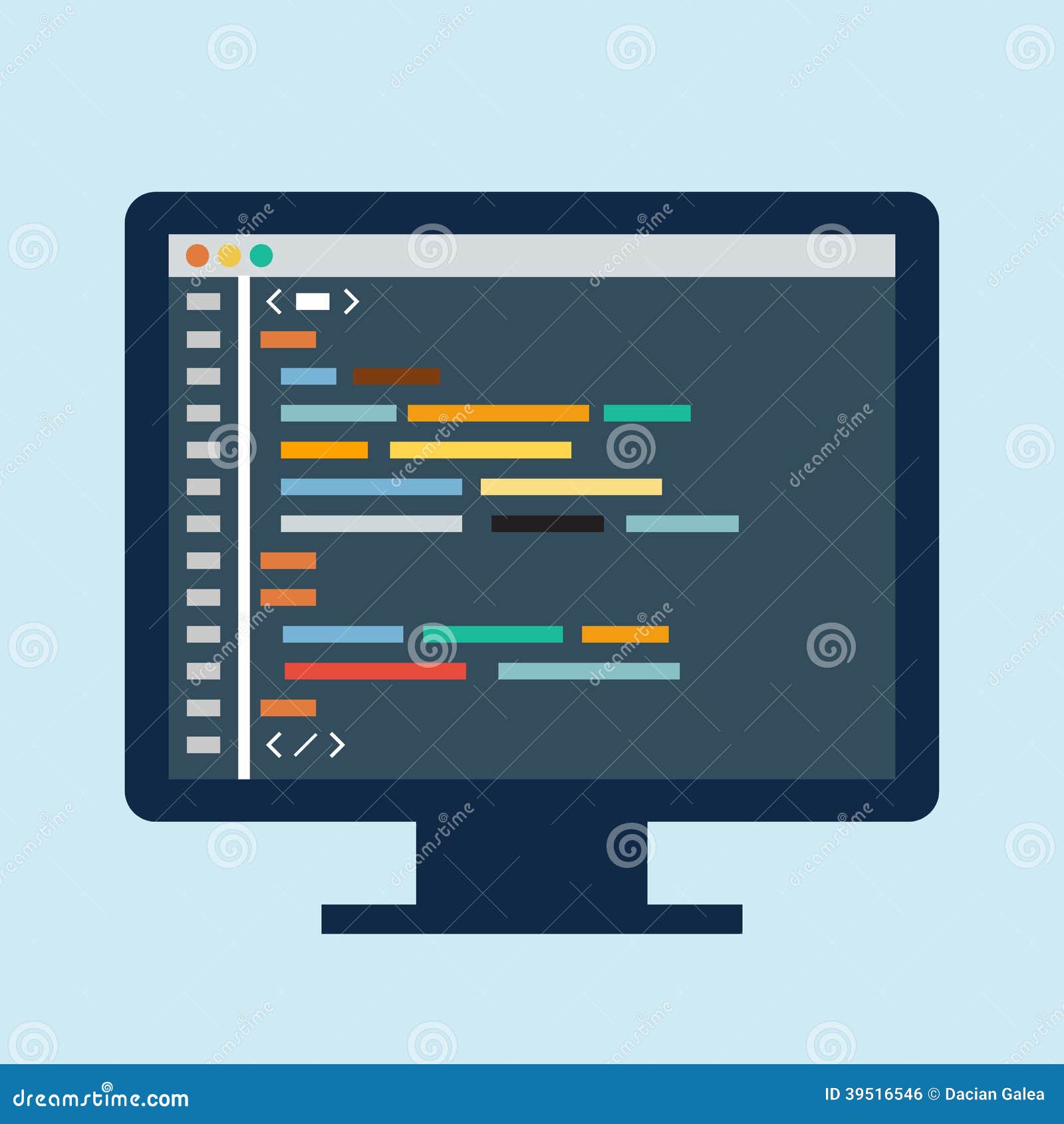 Download Code editor on a monitor stock vector. Illustration of develop - 39516546