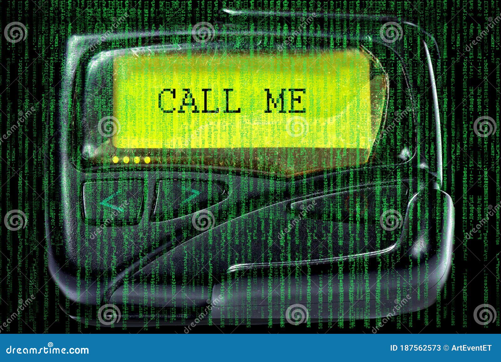 The Code Matrix and Old Pager Stock Image Image of cyberspace