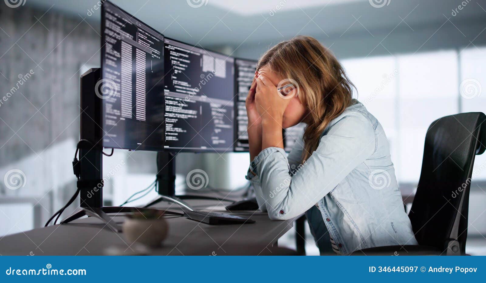 coder using computer at desk