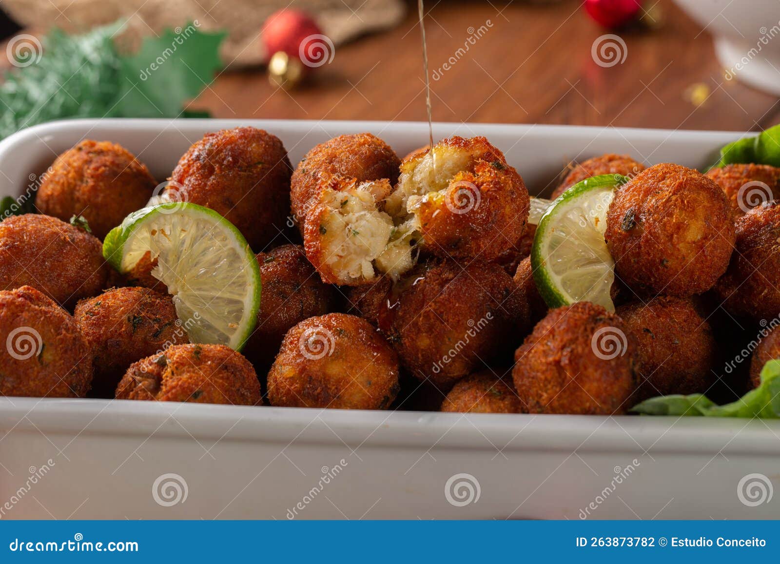 Codfish Ball. Cod Croquette with Potato is a Traditional Portuguese