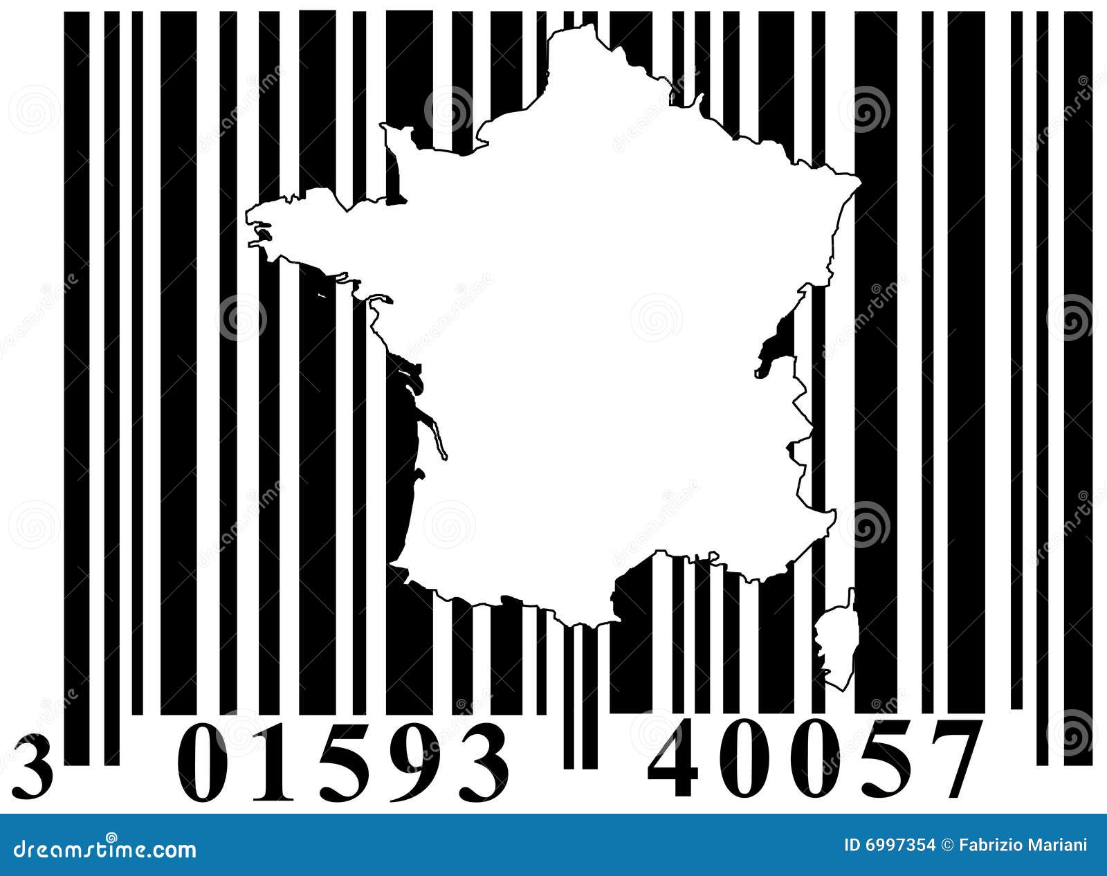 Codice a barre con il profilo della Francia
