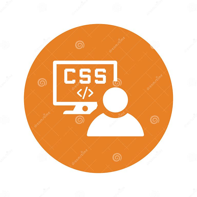 Coding, Css, Developer Icon. Orange Color Vector EPS Stock Illustration ...