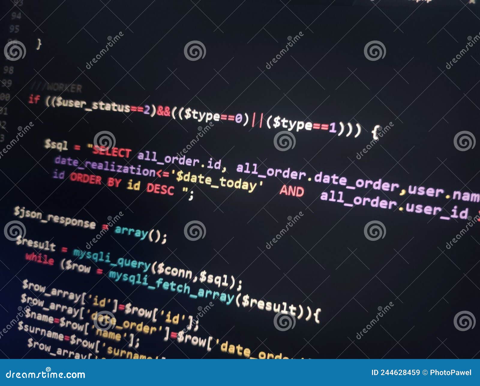 Coding Programming Source Code Screen. Abstract Technology Background ...