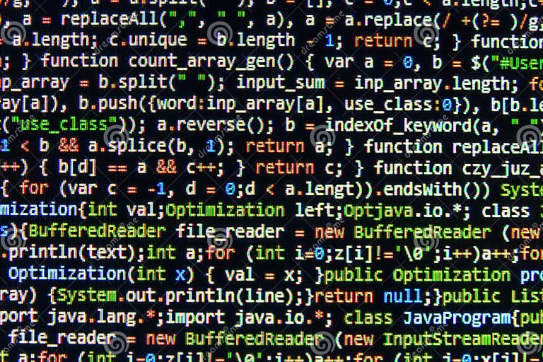 Coding Programming Source Code Screen. Colorful Abstract Data Display ...