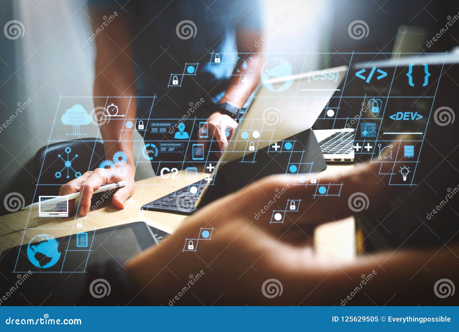 coding software developer work with ar new  dashboard computer