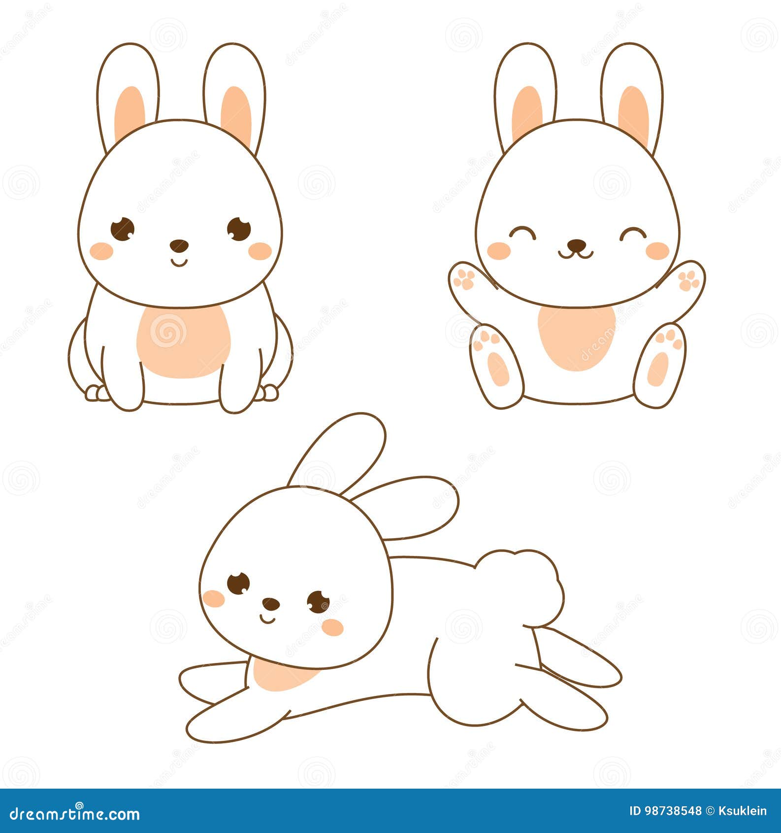 Animal Dos Desenhos Animados De Kawaii Do Coelho Bonito Ilustração