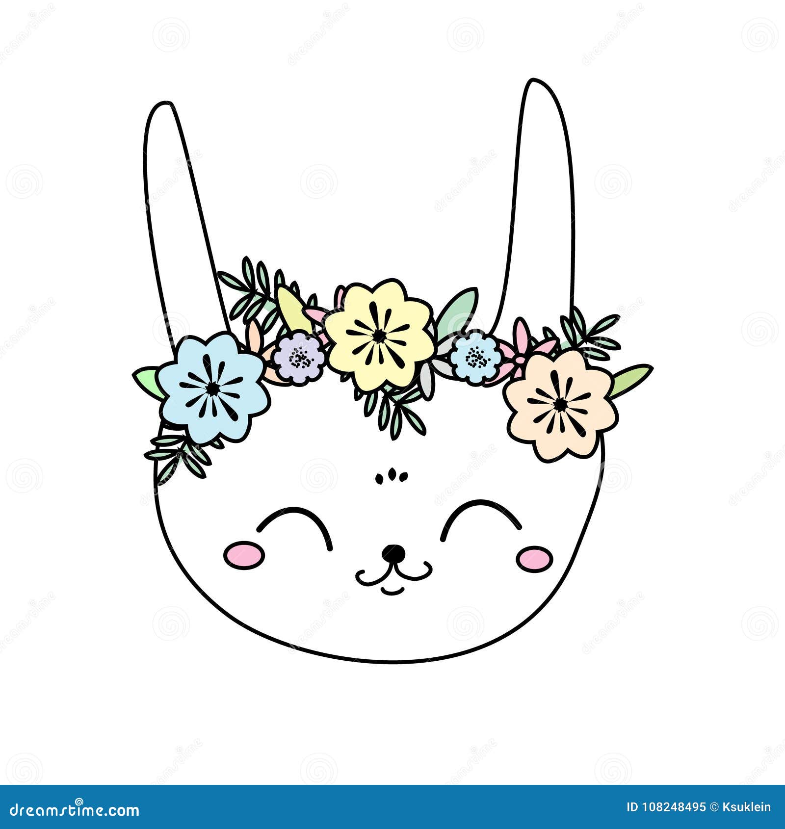 Animal Dos Desenhos Animados De Kawaii Do Coelho Bonito Ilustração