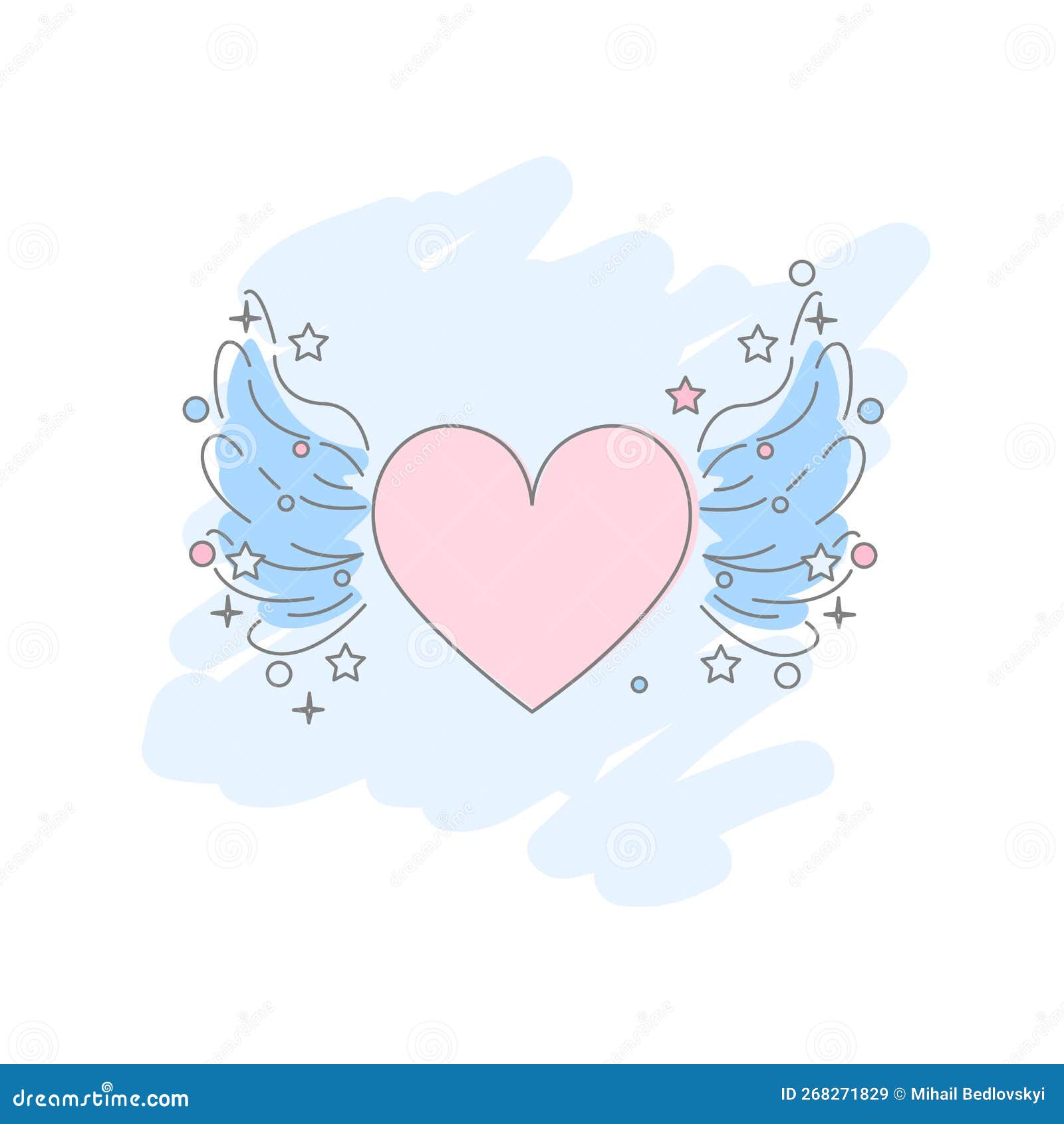 Coeur Autocollant Coloré Mignon Avec Ailes Et étoiles Illustration de  Vecteur - Illustration du liberté, drapeau: 268271829