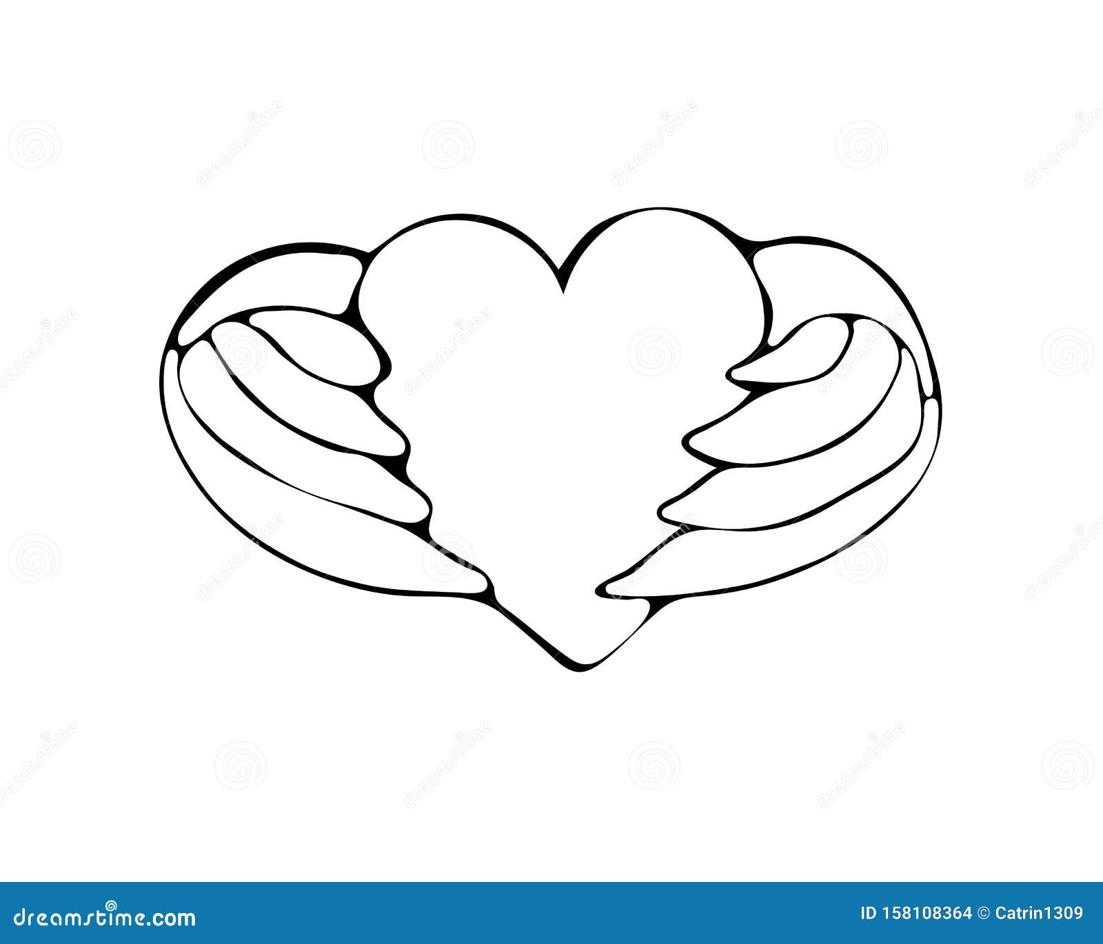 Dessin Kawaii Coeur Avec Des Ailes Coeur Avec Ailes Dans Le Vecteur. Ligne Dessinée à La Main Sur L'illustration En Noir Et Blanc. Doodle Mignon. Dessin Humoristiq Illustration Stock - Illustration du forme, fond: 158108364