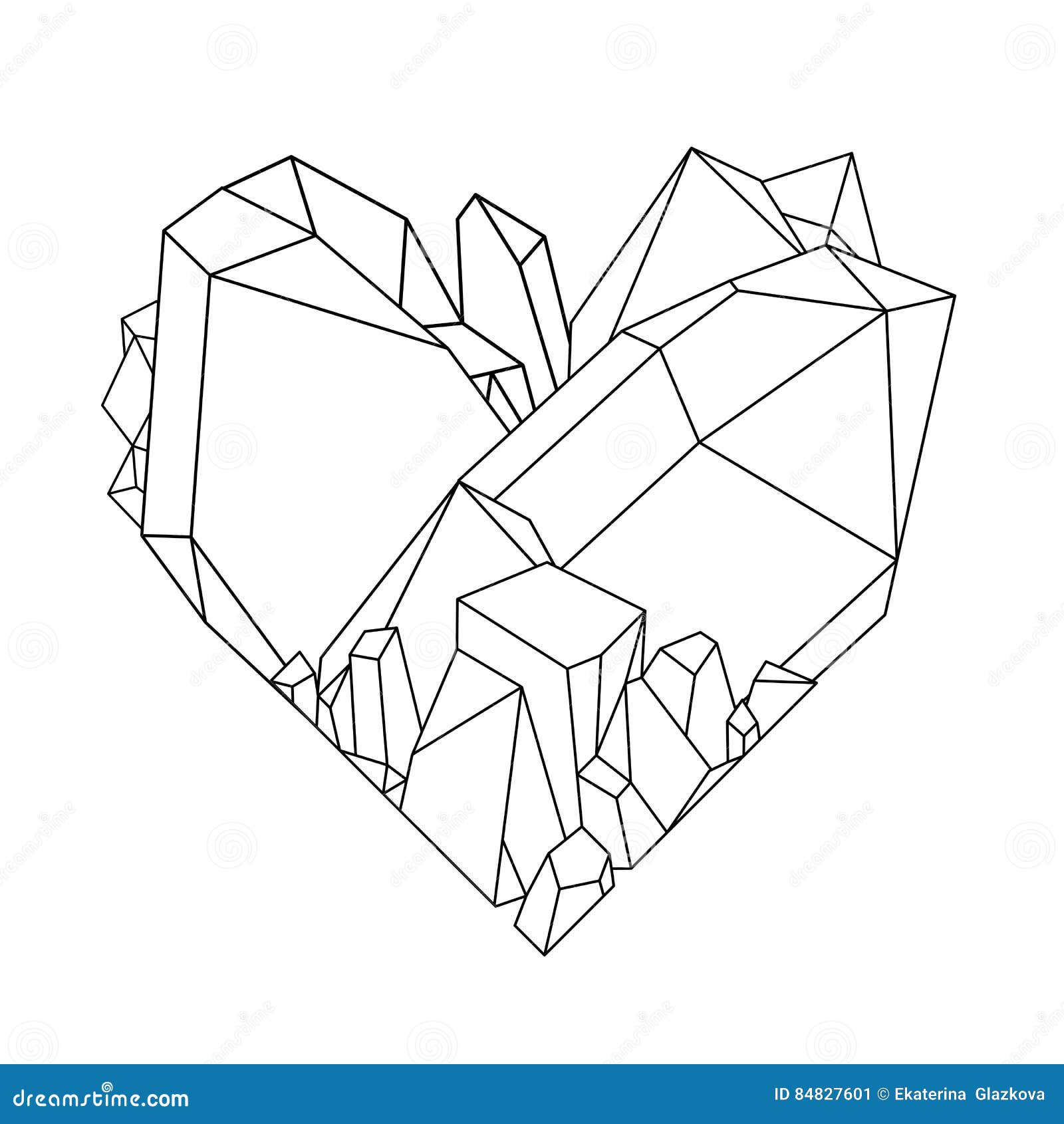 Cristal En Forme De Coeur Simple Dessin Par Doodure Gravure Style  Illustration de Vecteur - Illustration du retrait, beau: 239836836