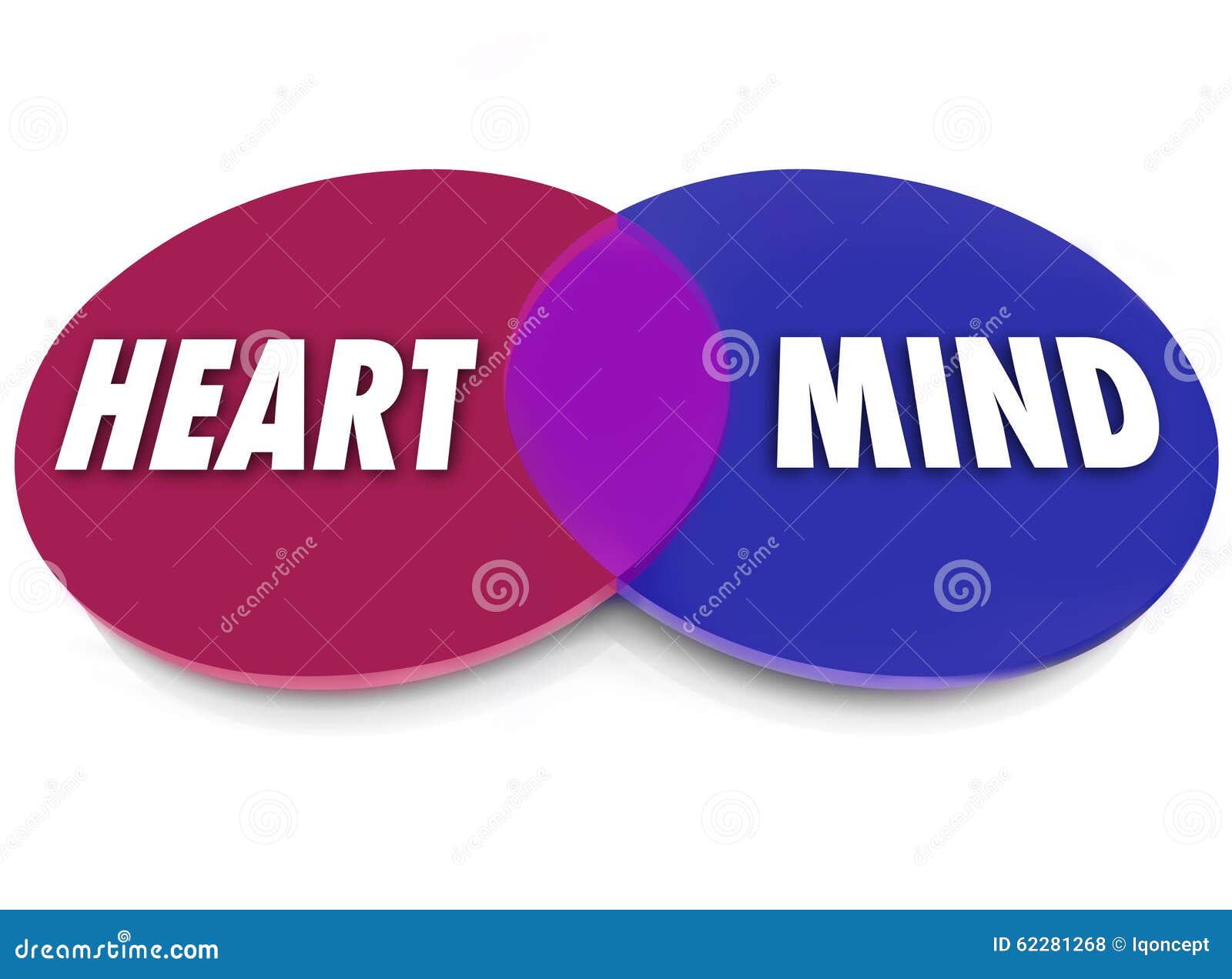 Coeur Et Esprit Venn Diagram Logic Vs Emotion Illustration Stock