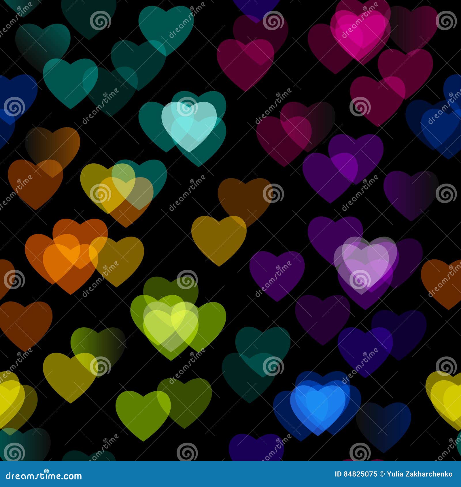 Coeur Multicolore D&rsquo;isolement Sur Le Fond Noir Illustration de Vecteur