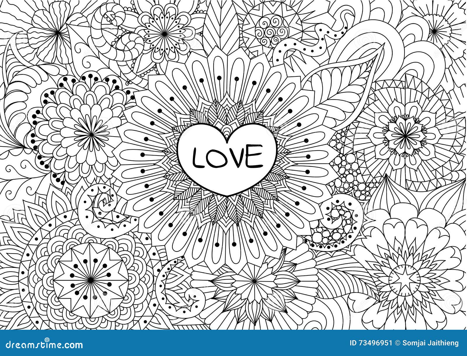 Coeur Sur Des Fleurs Pour Livres De Coloriage Pour La Carte D adulte carte coeur