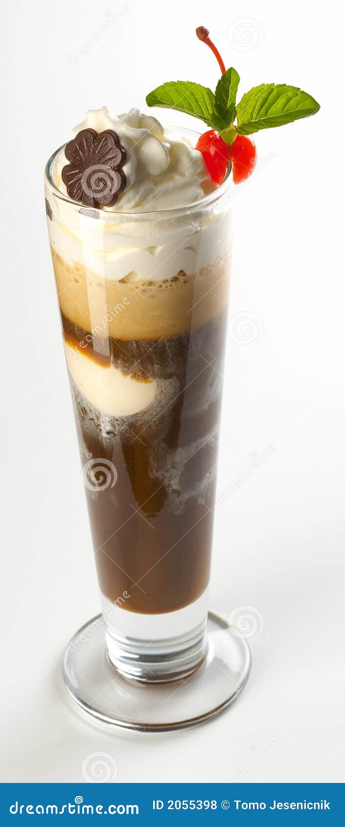 Coffe with Cream and Cherry Stock Photo Image of sweet, kaffein 2055398