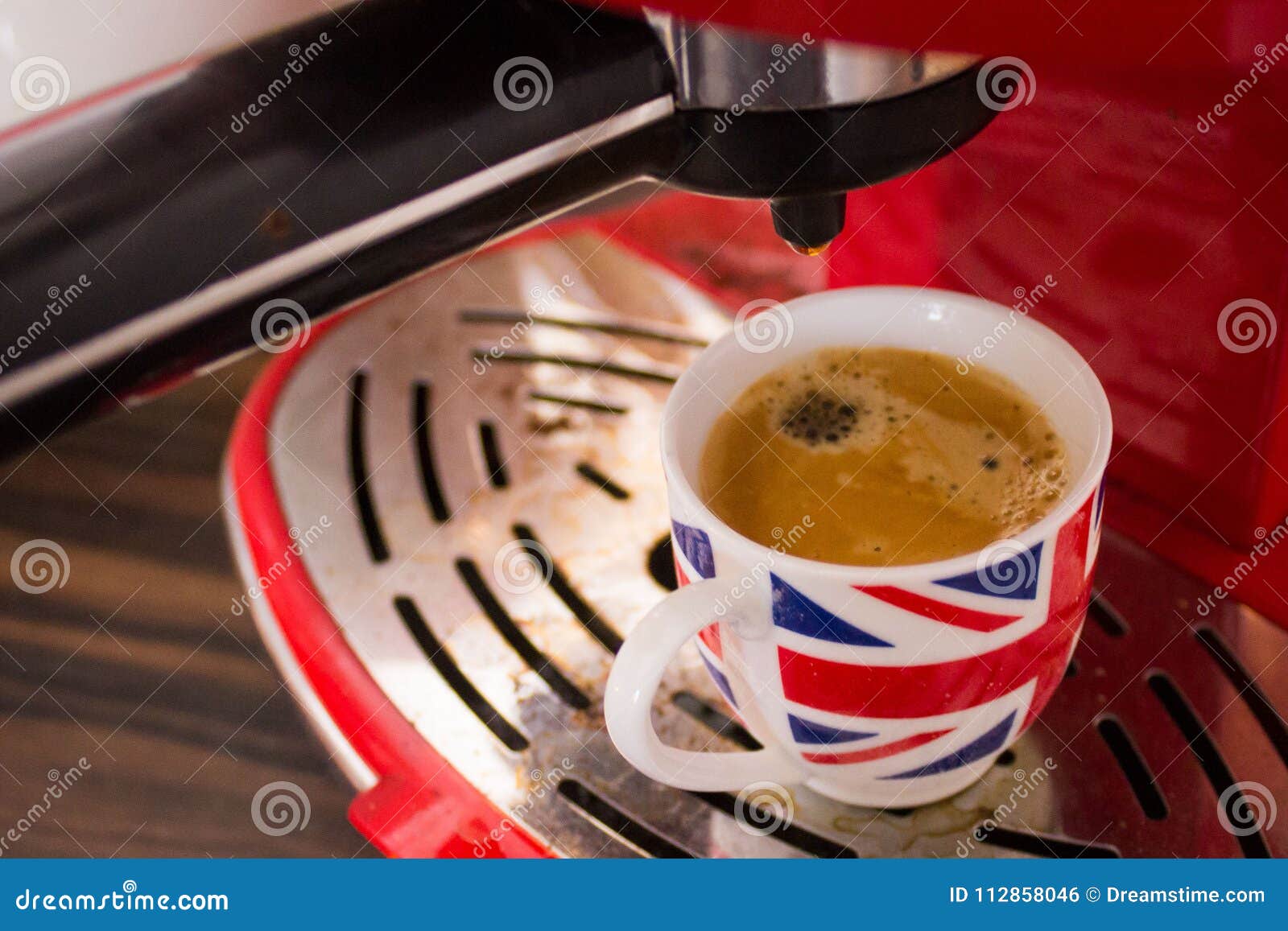 Coffe Machine and Cup with Union Jack Stock Photo Image of beverage