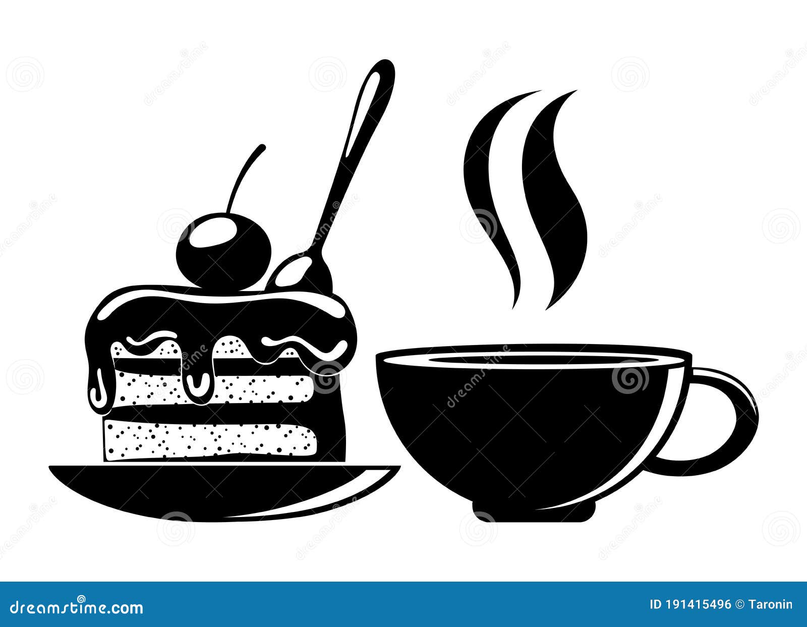 Sweet Cake and a Cup of Coffee. Stock Vector Illustration of logo