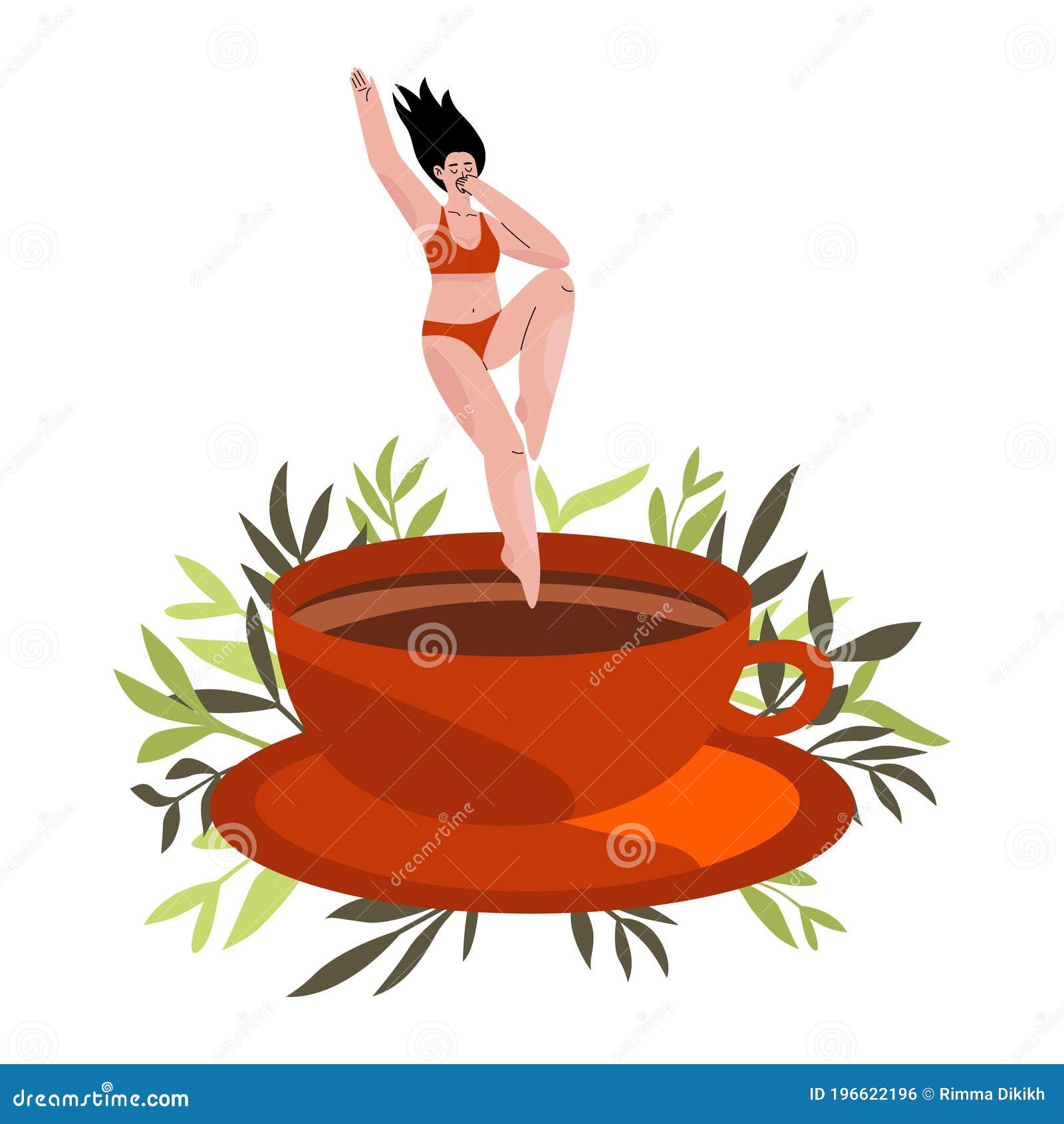 Download Coffee Addict Girl Jumping In A Big Cup Of Coffee Stock ...
