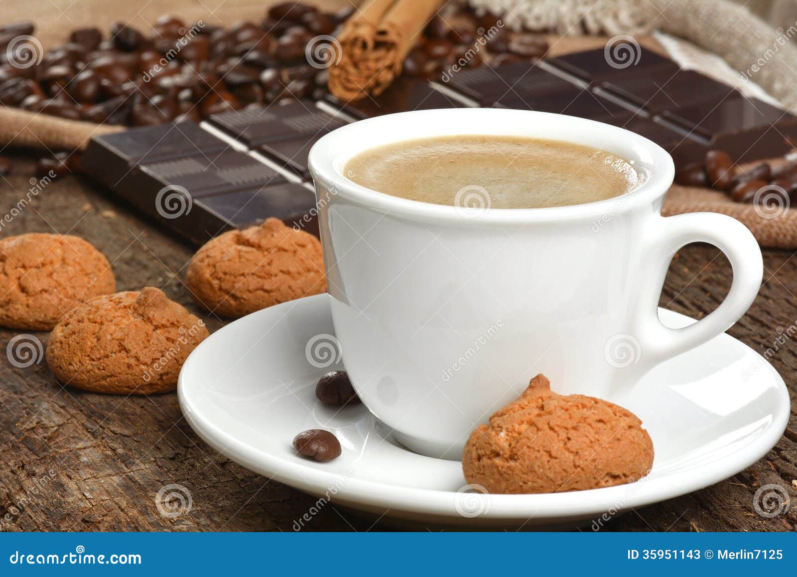 Coffee with almond cookies stock image. Image of coffee 35951143