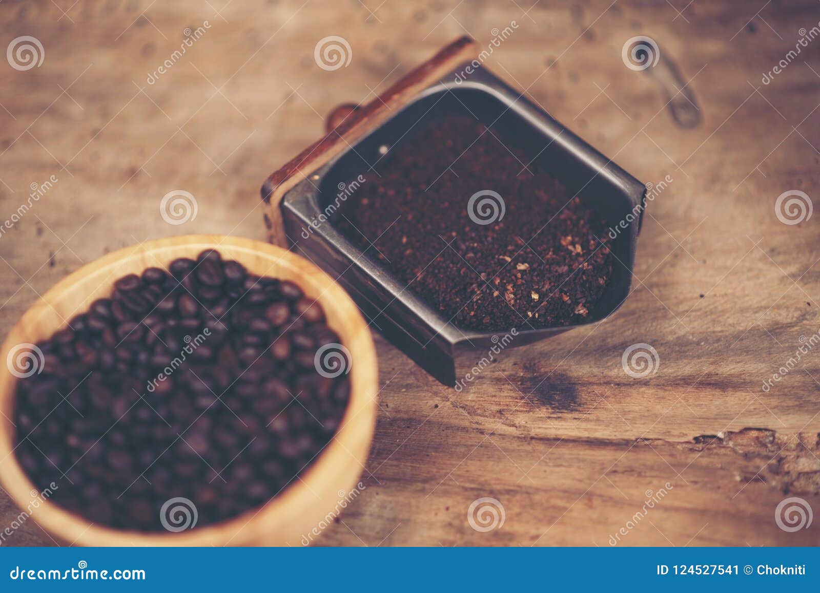 Coffee Bean for Drip Coffee Process, Vintage Filter Image Stock Image