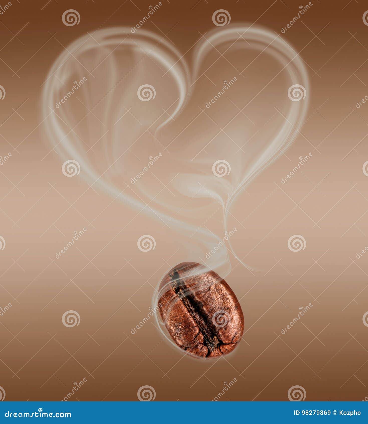 Coffee Bean with Hot Steam in the Shape of a Heart Stock Image Image