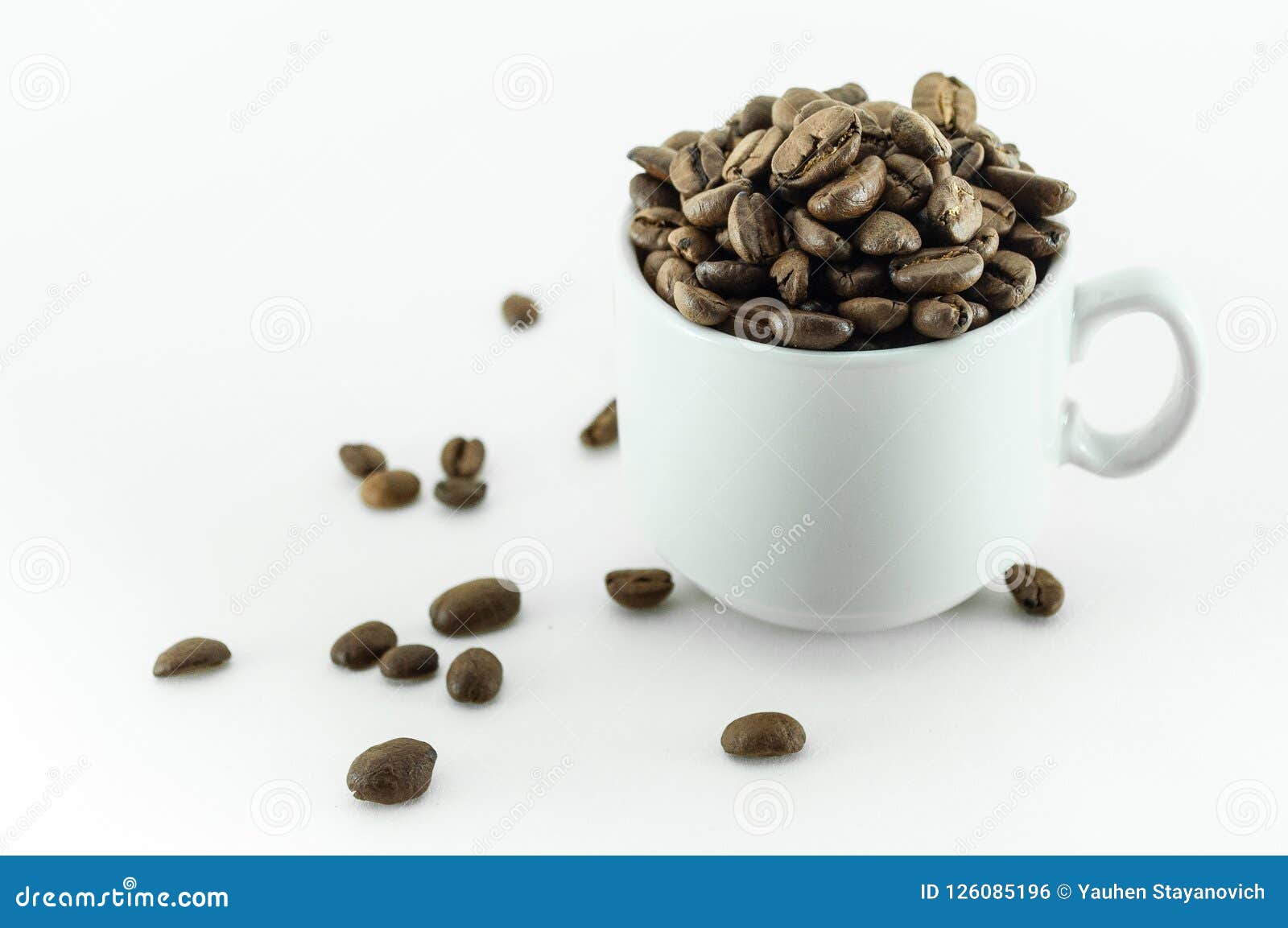Coffee Bean Small Cup Full of Coffee Bean Isolated on White. Stock