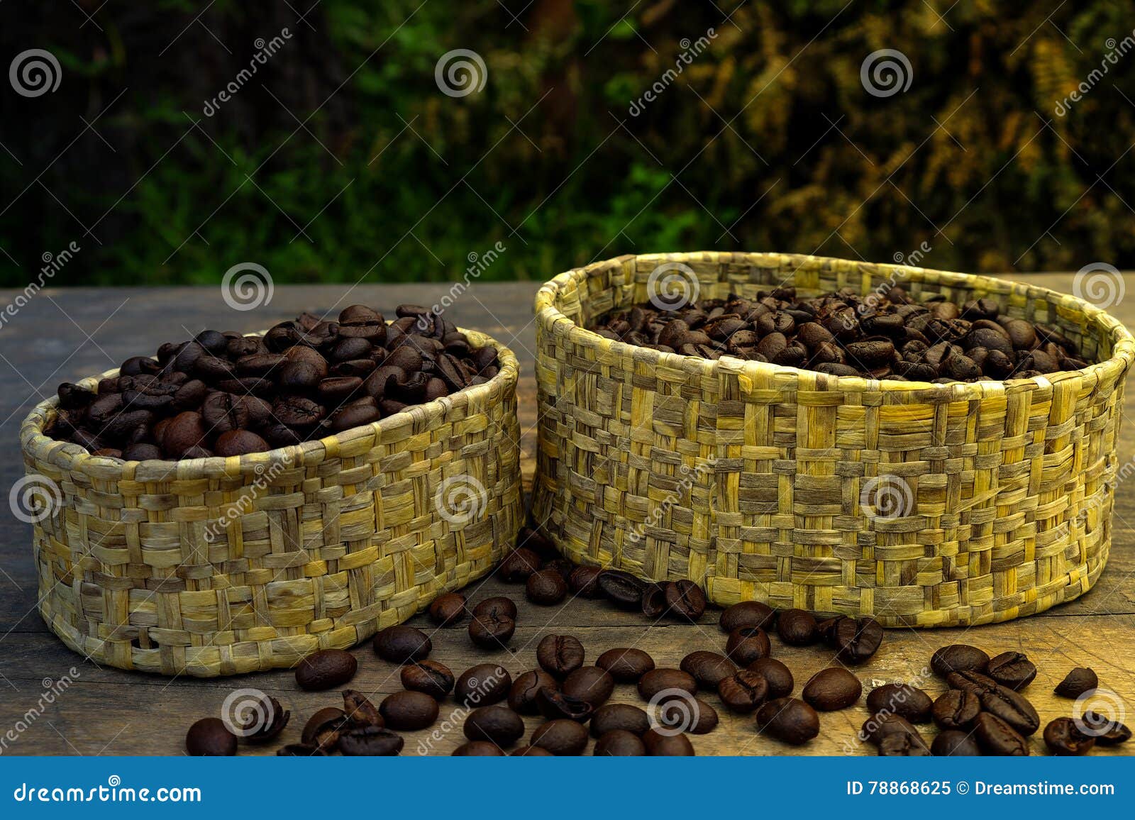 Coffee Beans in Bulk on Wood Table and a Soft Light. Stock Image Image of espresso, group