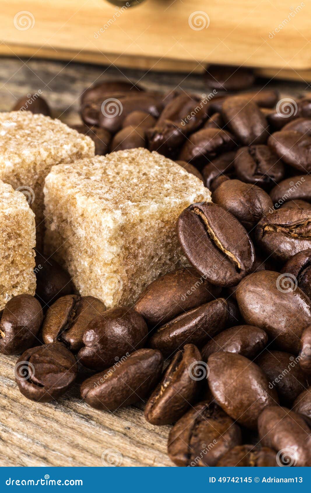 Coffee Beans with Cane Sugar Stock Image Image of closeup, coffee 49742145