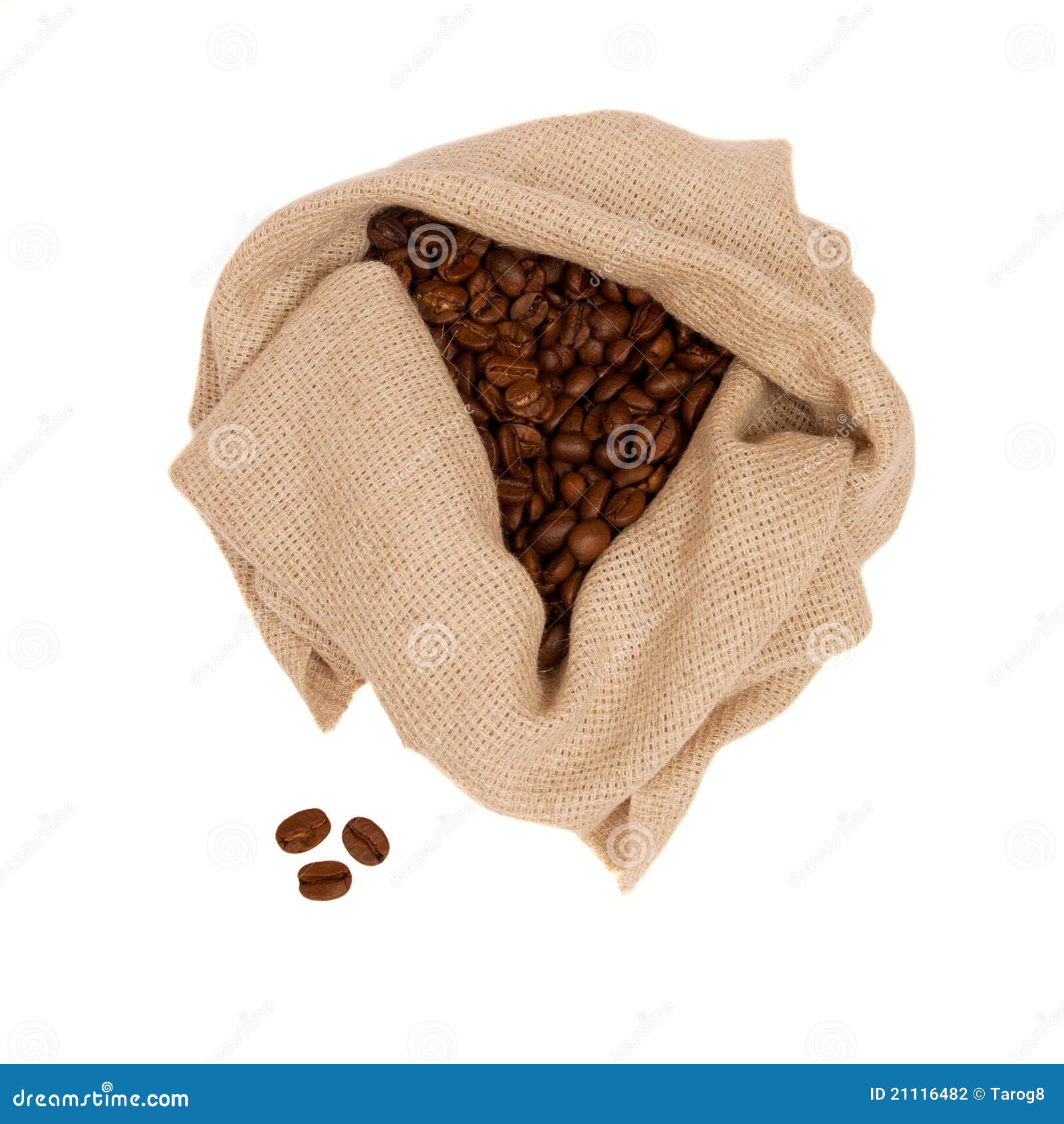 Coffee Beans in the Canvas Pouch Stock Photo Image of style, white