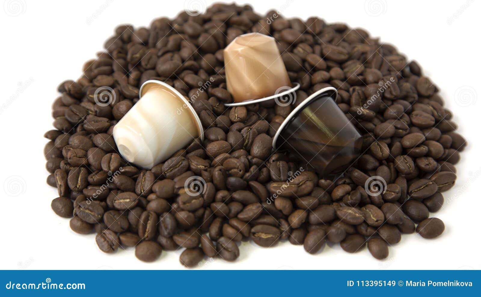 Coffee Beans and Capsule Isolated on White Background Stock Image