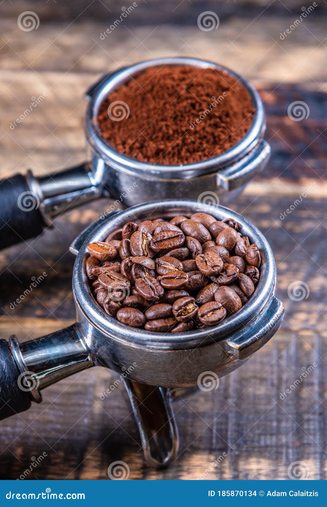 Two Coffee Machine Filter Holders Stock Photo Image of background