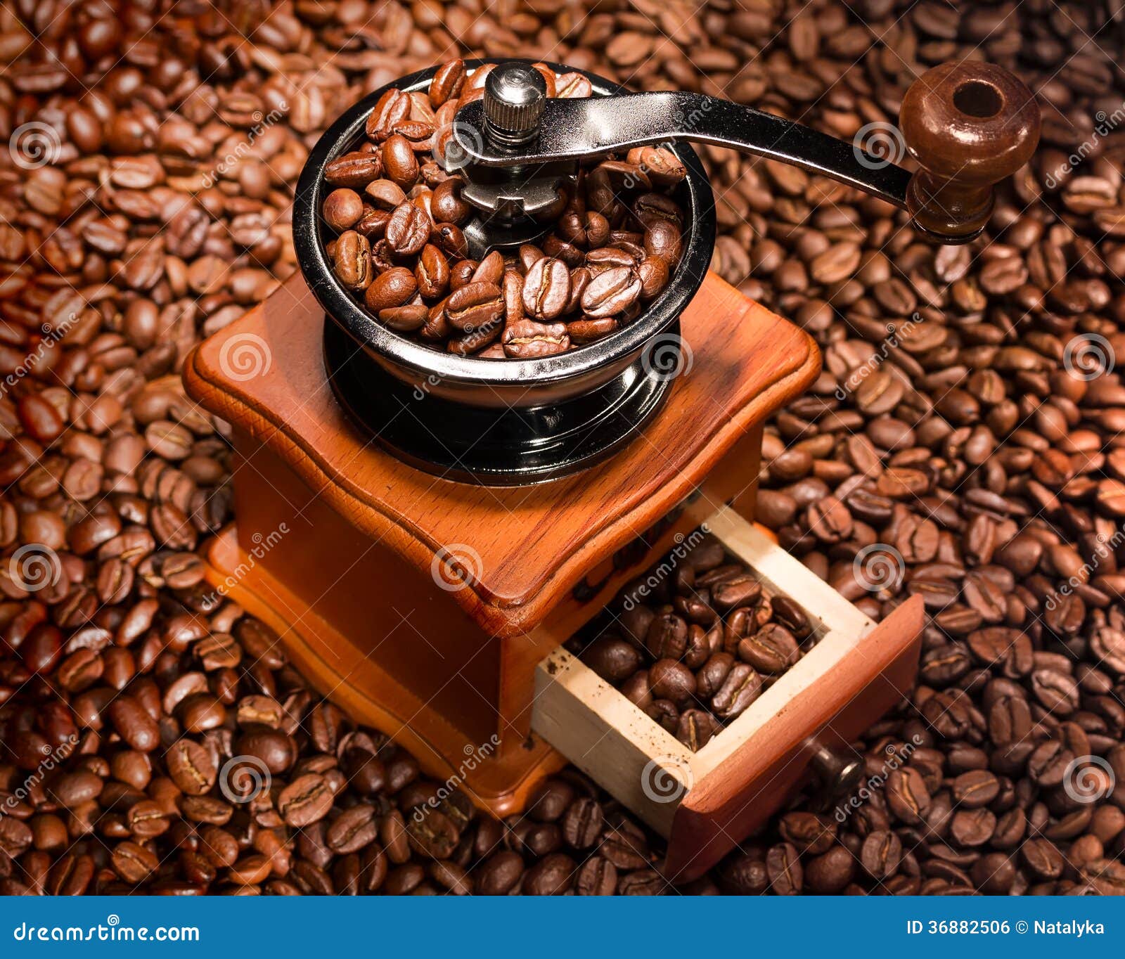 Coffee Beans in a Coffeemill. Stock Photo Image of background