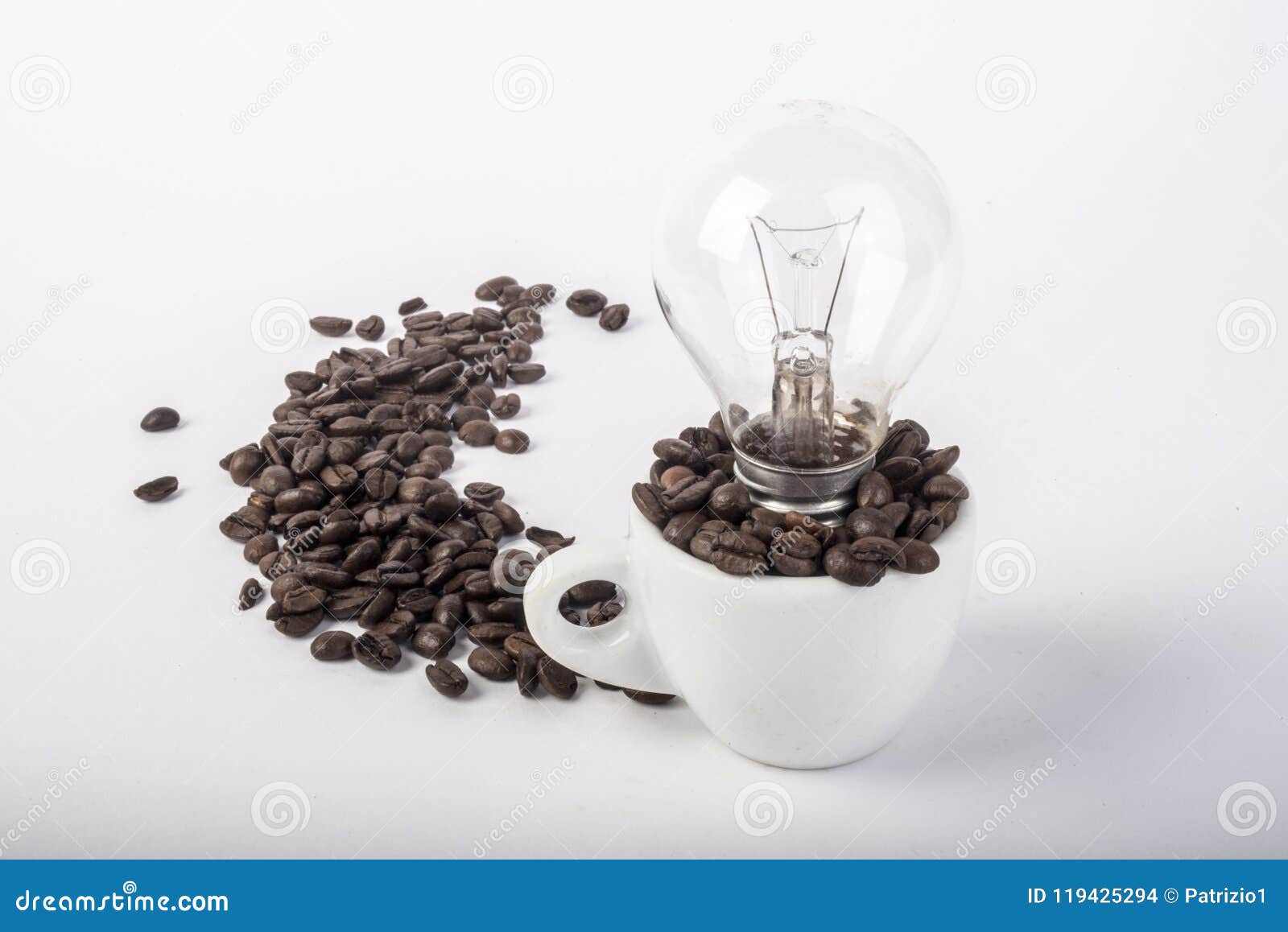 Coffee Beans with Lamp in the Cup Stock Photo Image of nuts, brown