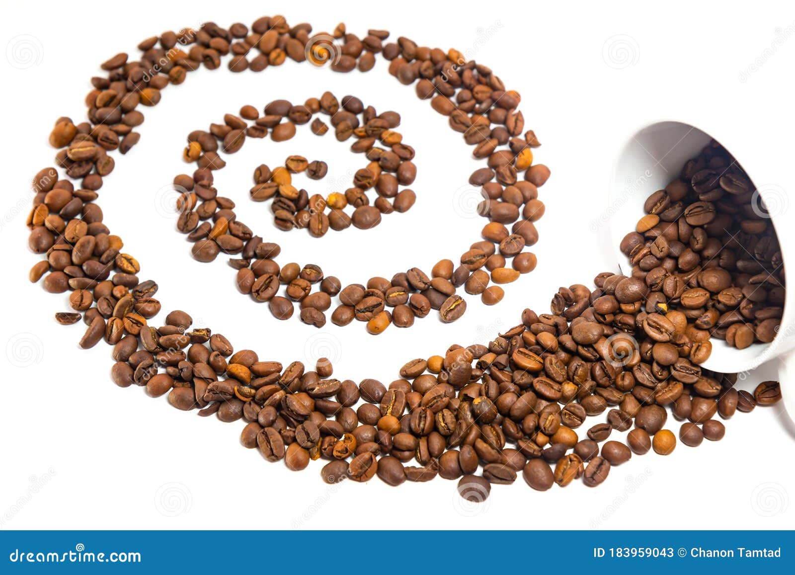 Coffee Beans in Coffee Cup on White Background Stock Image Image of