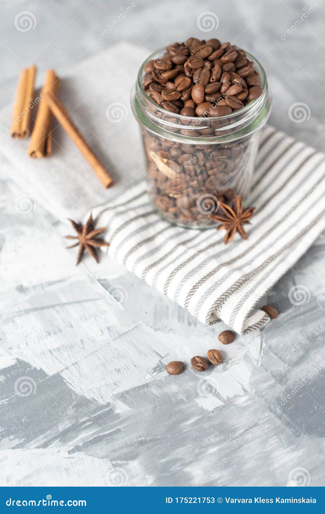 Coffee Beans in Glass Jar on White Background Stock Image Image of